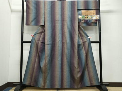 平和屋着物●本場真綿絢結城紬 枝葉文 証紙付き 正絹 逸品 CAAZ8093vf