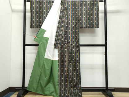 平和屋着物●上質な紬 吉祥間道 正絹 逸品 CAAZ8132vf