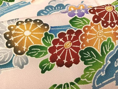 平和屋着物●訪問着 型染め 流水風景草花文 正絹 逸品 AABC9662ph