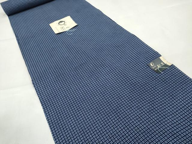 平和屋着物＊夏物　竺仙鑑製　浴衣　反物　着尺　両面染　格子　綿　逸品　未使用　DAAW8108zzz
