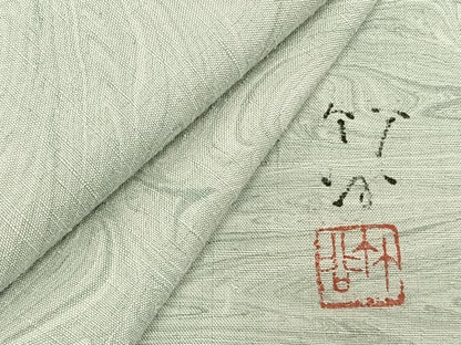 平和屋着物▽上質な小紋 単衣 作家物 紬地 墨流し文様 正絹 逸品 AABC3981fy
