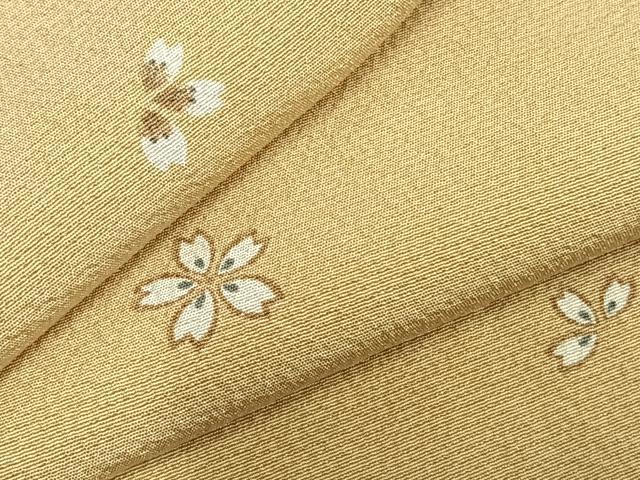 平和屋着物▽上質な小紋 単衣 舞桜文 正絹 逸品 AABC3985fy
