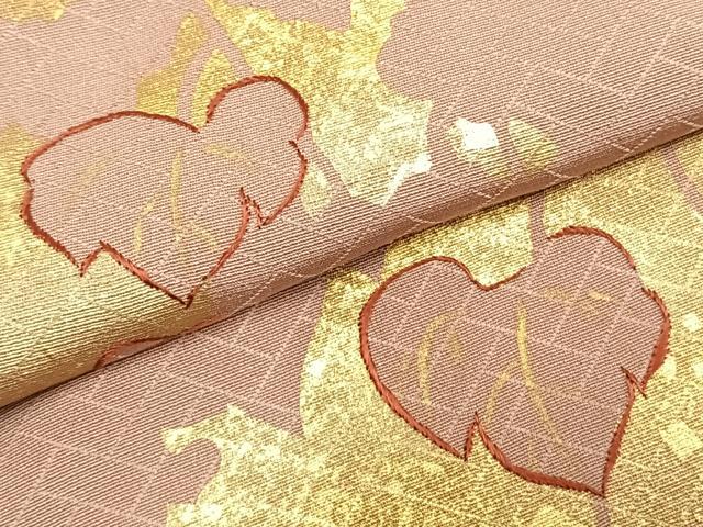 平和屋着物▽訪問着　単衣　刺繍　舞葉文　金彩　正絹　逸品　AABC4017fy