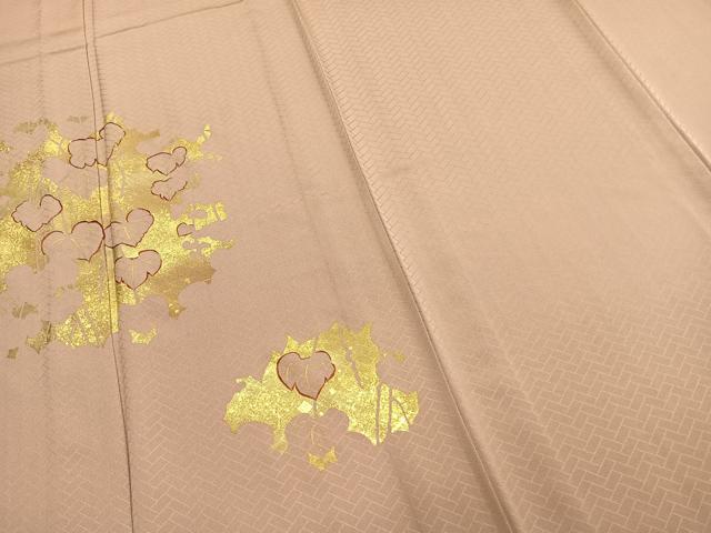 平和屋着物▽訪問着　単衣　刺繍　舞葉文　金彩　正絹　逸品　AABC4017fy
