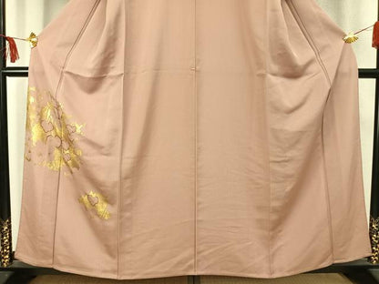 平和屋着物▽訪問着　単衣　刺繍　舞葉文　金彩　正絹　逸品　AABC4017fy