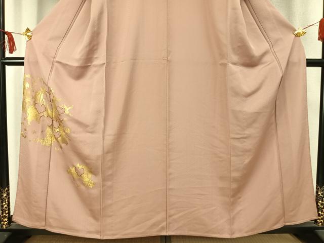 平和屋着物▽訪問着　単衣　刺繍　舞葉文　金彩　正絹　逸品　AABC4017fy