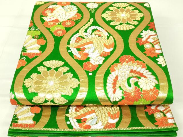 平和屋着物◎六通柄袋帯　立涌吉祥花鳥文　鳳凰　金銀糸　正絹　逸品　DAAY6673qp