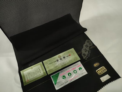 平和屋着物＊夏物　黒紋付　黒反物　着尺　絽　五泉　深泥黒　逸品　未使用　DAAW8176zzz
