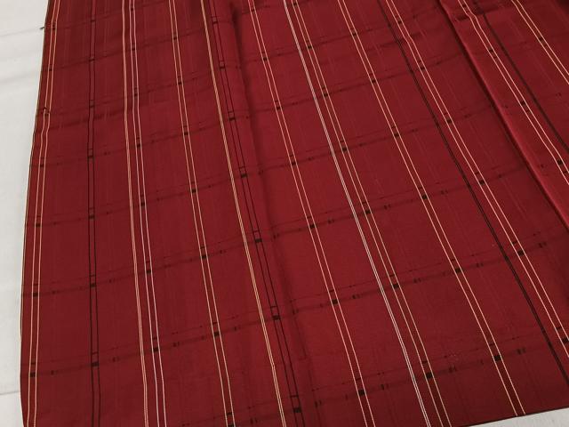 平和屋着物■道行コート　雨コート　単衣　格子　ロング丈　正絹　逸品　CAAY8675ua