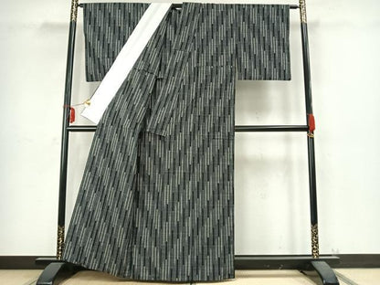 平和屋着物▽上質な紬 単衣 抽象文様 正絹 逸品 AABC4059fy