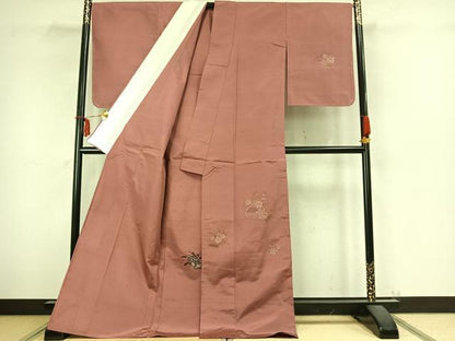 平和屋着物▽京の名門・菱屋六右ェ門 紬 訪問着 単衣 草花文 正絹 逸品 未使用 AABC4071fy