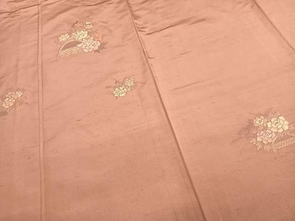 平和屋着物▽京の名門・菱屋六右ェ門 紬 訪問着 単衣 草花文 正絹 逸品 未使用 AABC4071fy