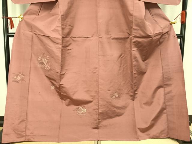 平和屋着物▽京の名門・菱屋六右ェ門 紬 訪問着 単衣 草花文 正絹 逸品 未使用 AABC4071fy