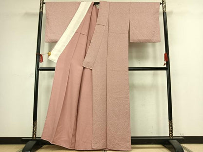 平和屋着物▽上質な小紋　単衣　霞文　正絹　逸品　AABC4063fy