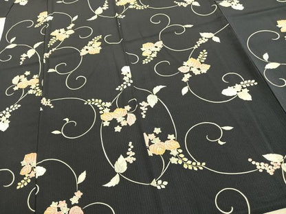 平和屋着物▽上質な小紋 単衣 花唐草文 正絹 逸品 未使用 AABC4057fy