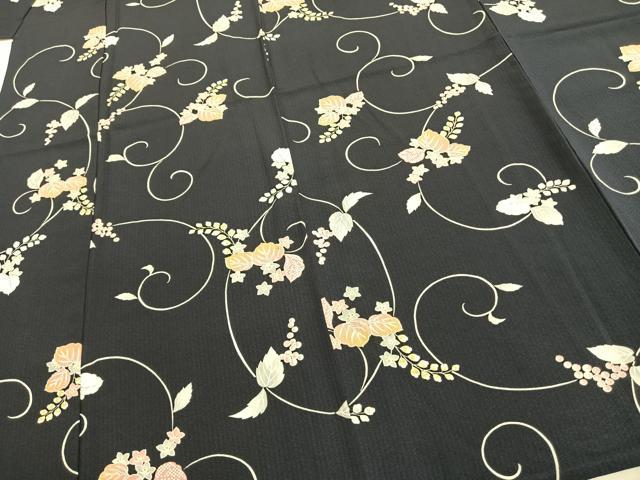 平和屋着物▽上質な小紋 単衣 花唐草文 正絹 逸品 未使用 AABC4057fy