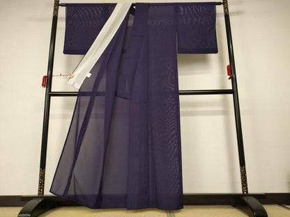 平和屋着物＊夏物 色無地 絽 黒紅色 洗える着物 AABC9421jd