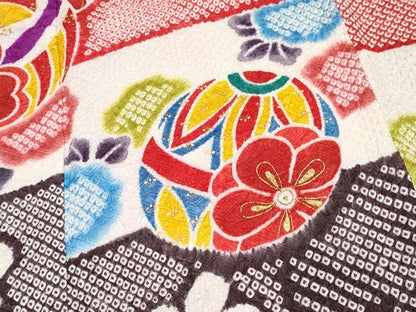 平和屋本店[]極上 七五三 女の子 7歳 祝着・つけ帯・草履・バッグ・小物セット 絞り 花夢二 舞花文 金彩 紙箱付き 逸品 CYAA3700s5