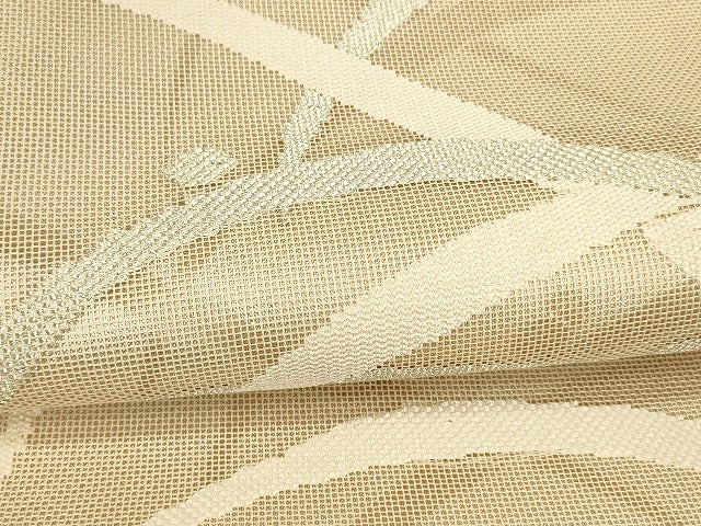 平和屋着物＊夏物 太鼓柄袋帯 露草文 金銀糸 正絹 逸品 DAAY8350cm