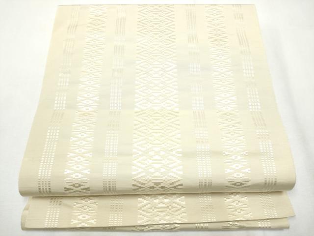 平和屋着物●本場筑前博多織 八寸名古屋帯 献上 砂色 正絹 逸品 CABA0845hy