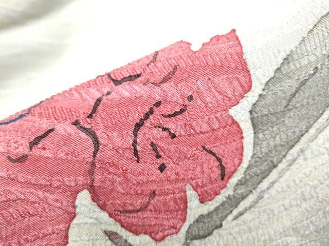 平和屋着物●九寸名古屋帯　作家物　ろうけつ染　枝花文　正絹　逸品　CABA0847hy