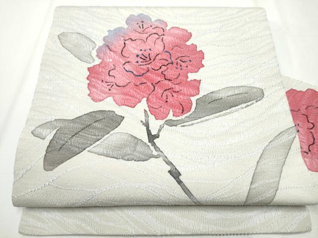 平和屋着物●九寸名古屋帯　作家物　ろうけつ染　枝花文　正絹　逸品　CABA0847hy