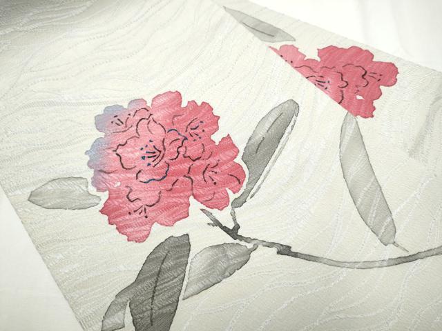 平和屋着物●九寸名古屋帯　作家物　ろうけつ染　枝花文　正絹　逸品　CABA0847hy