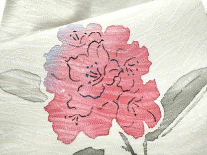 平和屋着物●九寸名古屋帯　作家物　ろうけつ染　枝花文　正絹　逸品　CABA0847hy