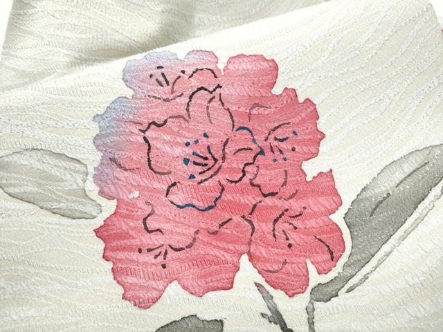 平和屋着物●九寸名古屋帯　作家物　ろうけつ染　枝花文　正絹　逸品　CABA0847hy