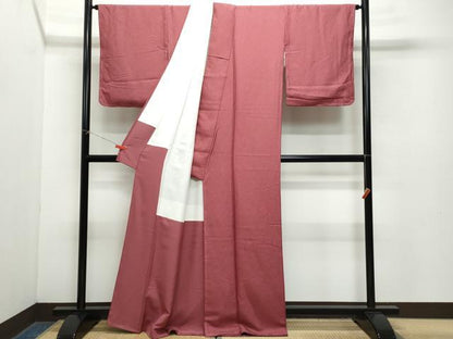 平和屋着物●上質な色無地　吉祥地紋　蘇枋色　正絹　逸品　未使用　CAAZ8160vf