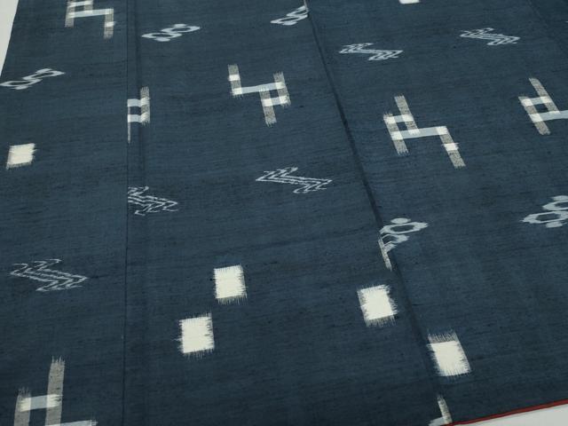 平和屋着物●上質な紬 絣文様 正絹 逸品 CAAZ8184vf
