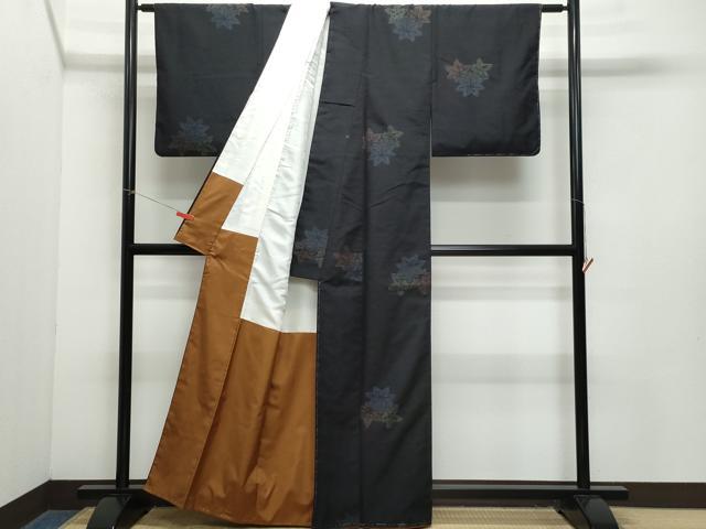 平和屋着物●結城紬　80亀甲　飛び亀甲柄　楓文　正絹　逸品　未使用　CAAZ8175vf