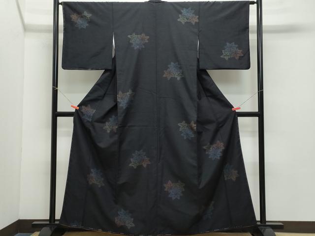 平和屋着物●結城紬　80亀甲　飛び亀甲柄　楓文　正絹　逸品　未使用　CAAZ8175vf