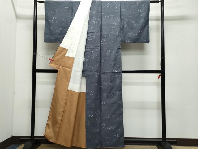 平和屋着物●上質な紬　飛鳥草花文　正絹　逸品　CAAZ8170vf