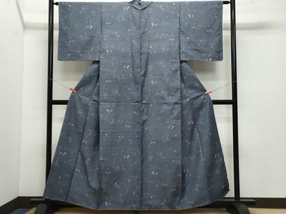 平和屋着物●上質な紬　飛鳥草花文　正絹　逸品　CAAZ8170vf