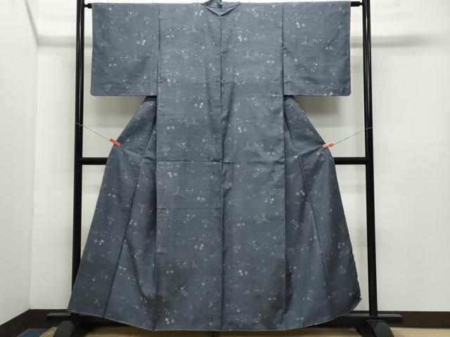 平和屋着物●上質な紬　飛鳥草花文　正絹　逸品　CAAZ8170vf