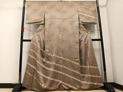 平和屋着物●訪問着　駒刺繍　花唐草文　金彩　正絹　逸品　AABC9779ph