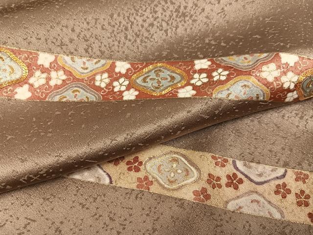 平和屋着物●訪問着　駒刺繍　花唐草文　金彩　正絹　逸品　AABC9779ph