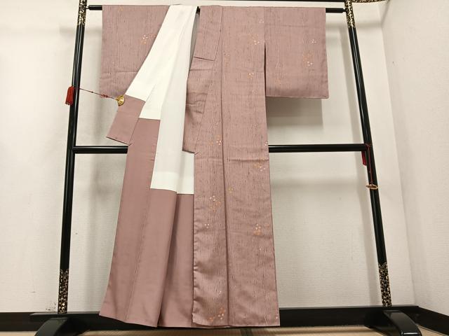 平和屋着物●上質な小紋 紬地 枝花文 正絹 逸品 未使用 AABC9803ph
