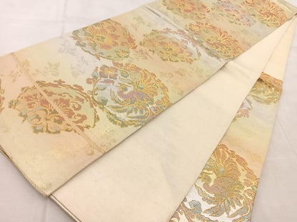 平和屋着物◎六通柄袋帯　鳳凰更紗　金銀糸　引箔　正絹　逸品　BAAV4787yc