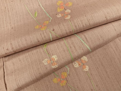 平和屋着物●上質な小紋 紬地 枝花文 正絹 逸品 未使用 AABC9803ph
