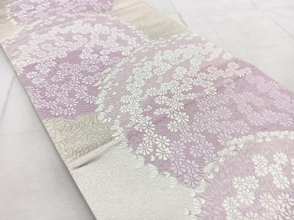 平和屋着物◎六通柄袋帯　唐織　花丸文　銀糸　正絹　逸品　BAAV4788yc