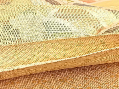 平和屋着物◎七彩佐賀錦　六通柄袋帯　菊青海波　金銀糸　正絹　逸品　BAAV4898yc