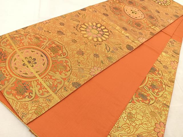 平和屋着物◎六通柄袋帯　正倉院更紗　金糸　正絹　逸品　BAAV4919yc