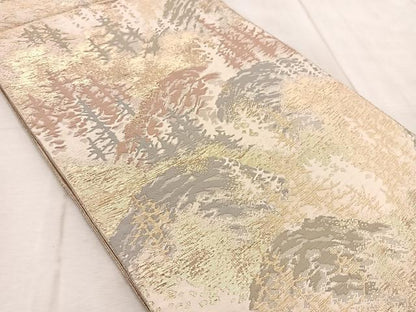 平和屋着物◎六通柄袋帯 遠山樹林文 金糸 BAAV6483yc