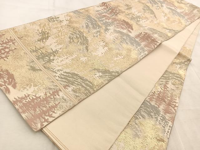平和屋着物◎六通柄袋帯 遠山樹林文 金糸 BAAV6483yc