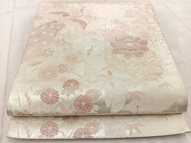平和屋着物◎900織佐賀錦 六通柄袋帯 平安人物風景文 金銀糸 正絹 逸品 BAAV6493yc
