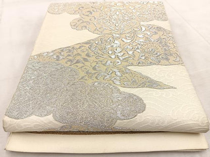 平和屋着物◎六通柄袋帯　雲取更紗花文　金銀糸　正絹　逸品　BAAV6519yc