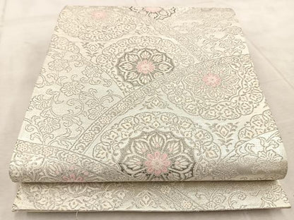 平和屋着物◎六通柄袋帯　唐織　青海花文　プラチナ二重箔　正絹　逸品　BAAV6520yc