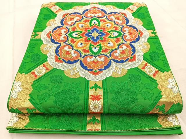 平和屋着物◎六通柄袋帯 唐織 正倉院花文 金銀糸 正絹 逸品 BAAV6530yc